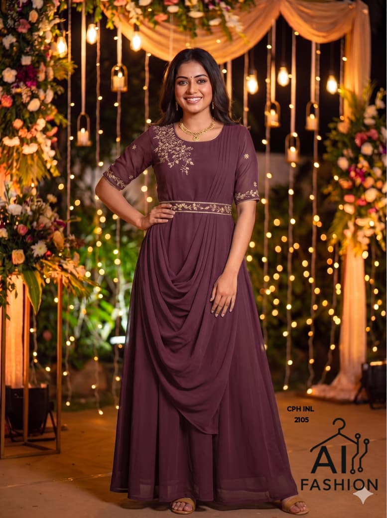 Teal Blue Embroidered Anarkali Kurti Set – Teal Blue & Gold
